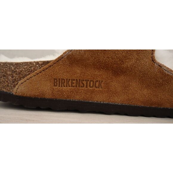 Birkenstock Women's 9 Men's 7 Mink Brown Arizona Shearling Suede Sandals - Picture 7 of 15